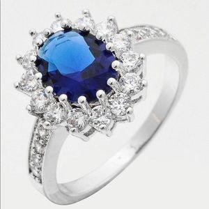 NEW!! *14k White Gold 3.26ct Blue Sapphire Ring